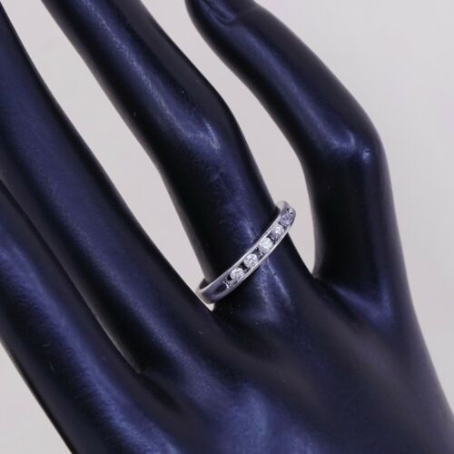 Sz 6.25, Vtg Sterling silver ring, 925 silver statement band w/ cz