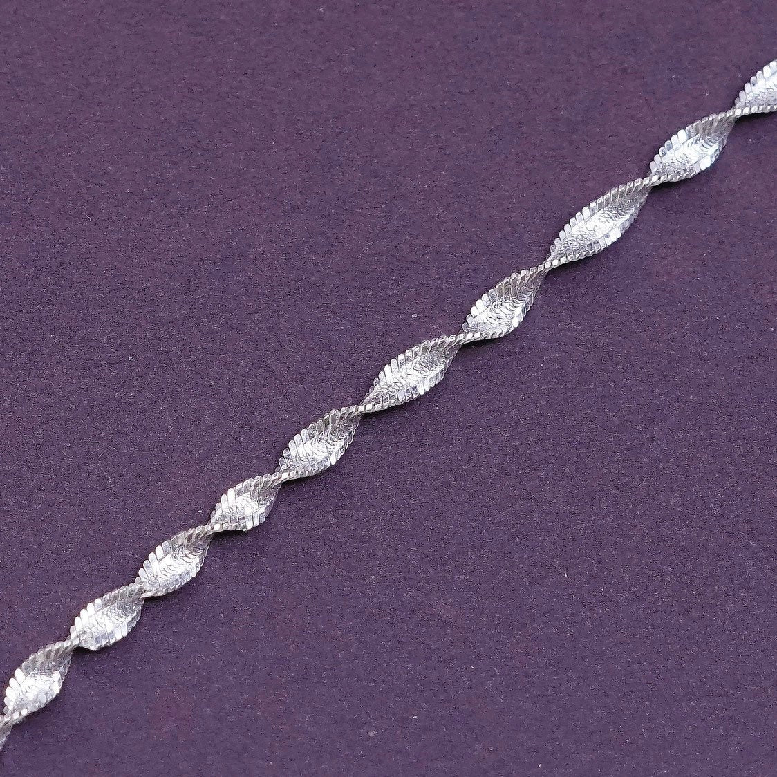 7.25, 3mm, Sterling silver twisted herringbone bracelet, Italy 925 chain