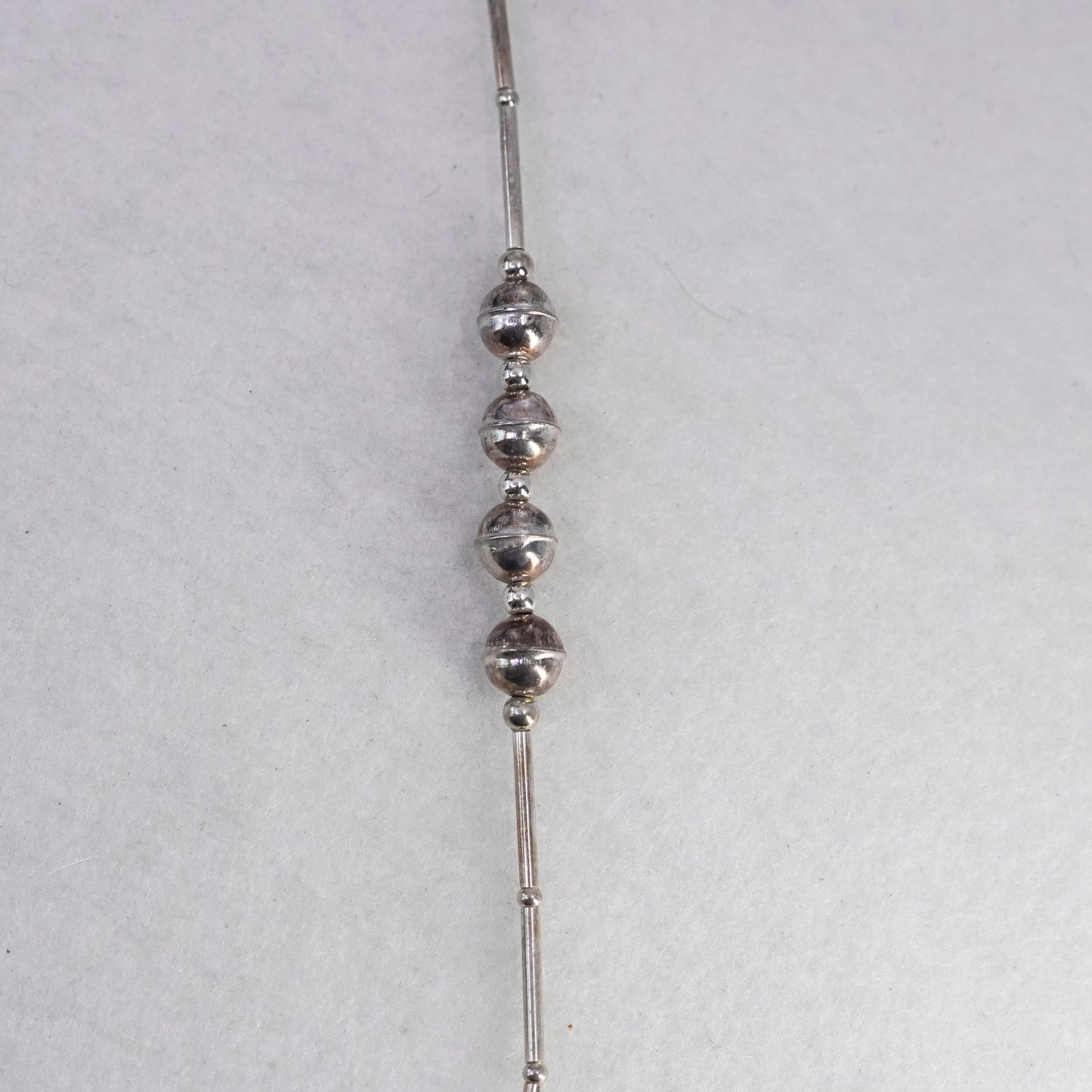 30”, liquid Sterling silver necklace, Native American handmade chain with beads