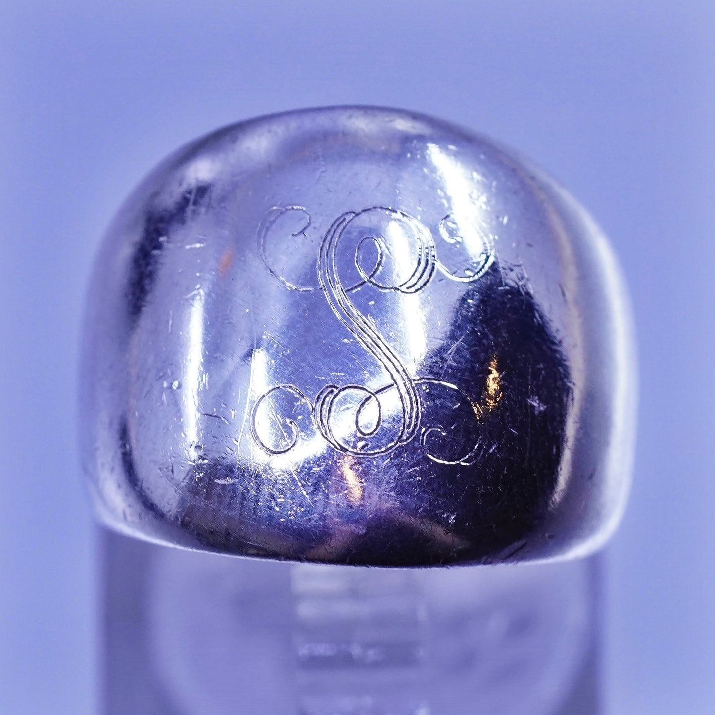 Size 5.5, vintage Sterling 925 silver handmade ring, monogram initial “S” band