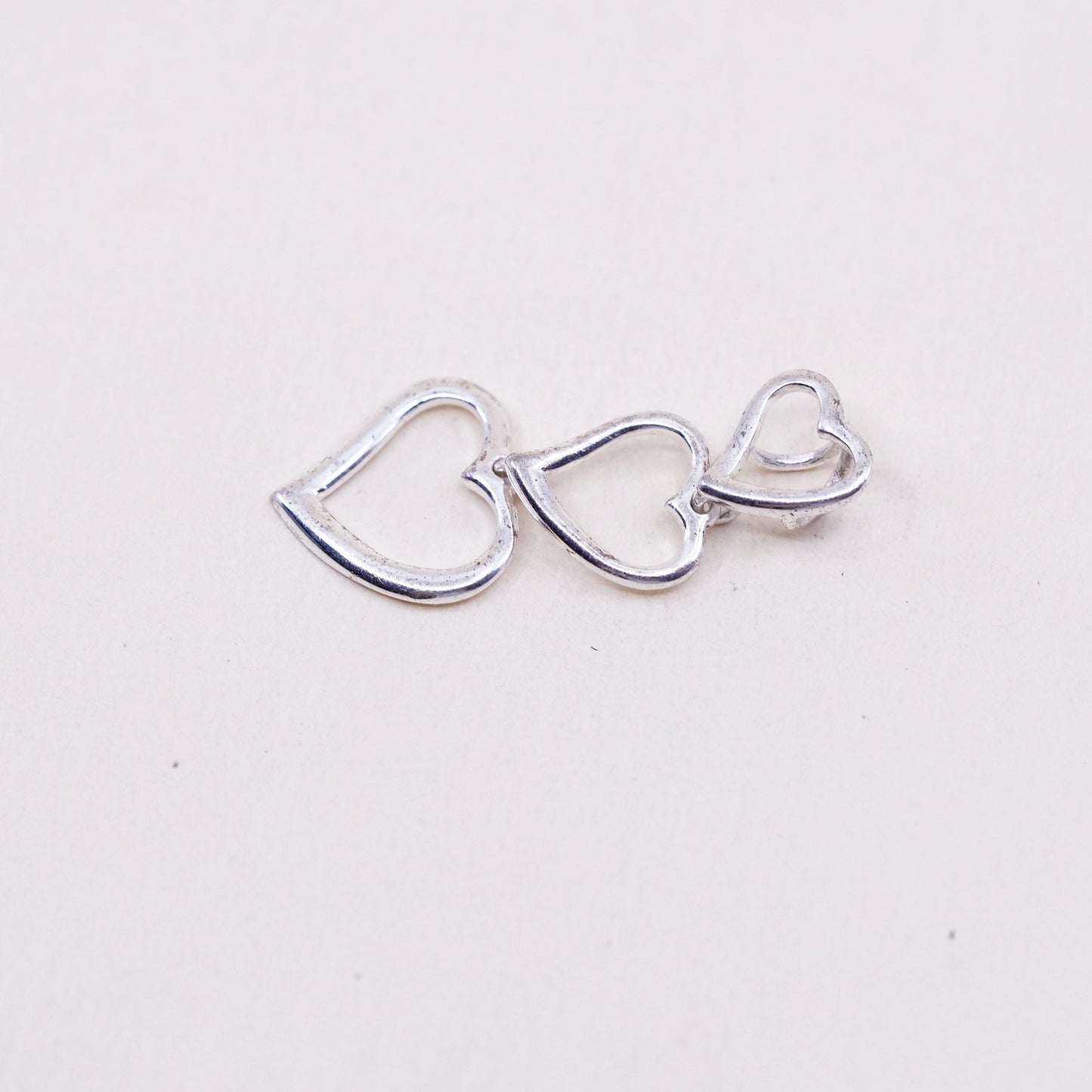 Vintage sterling silver pendant, heart shaped, fine 925 silver heart