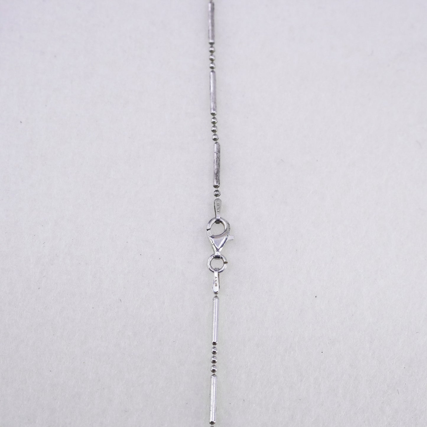 18” 1mm, vintage Italy Sterling 925 silver bar chain necklace w/ filigree beads