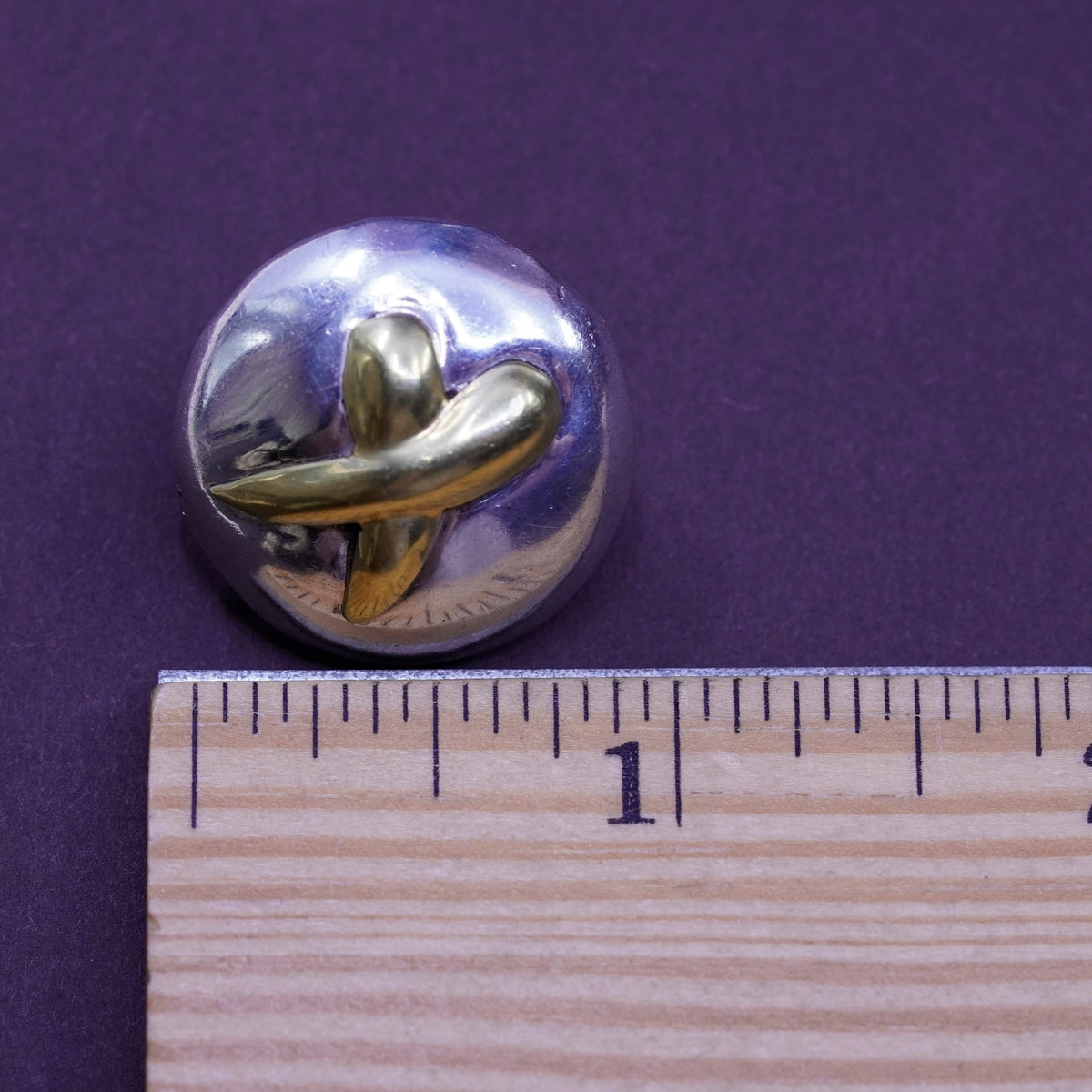 Two Tone Sterling silver handmade earrings, mexico 925 silver round studs