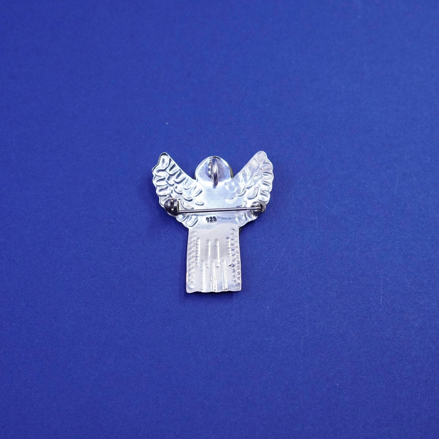 Mexico two tone sterling 925 silver handmade Angel heart brooch pin pendant