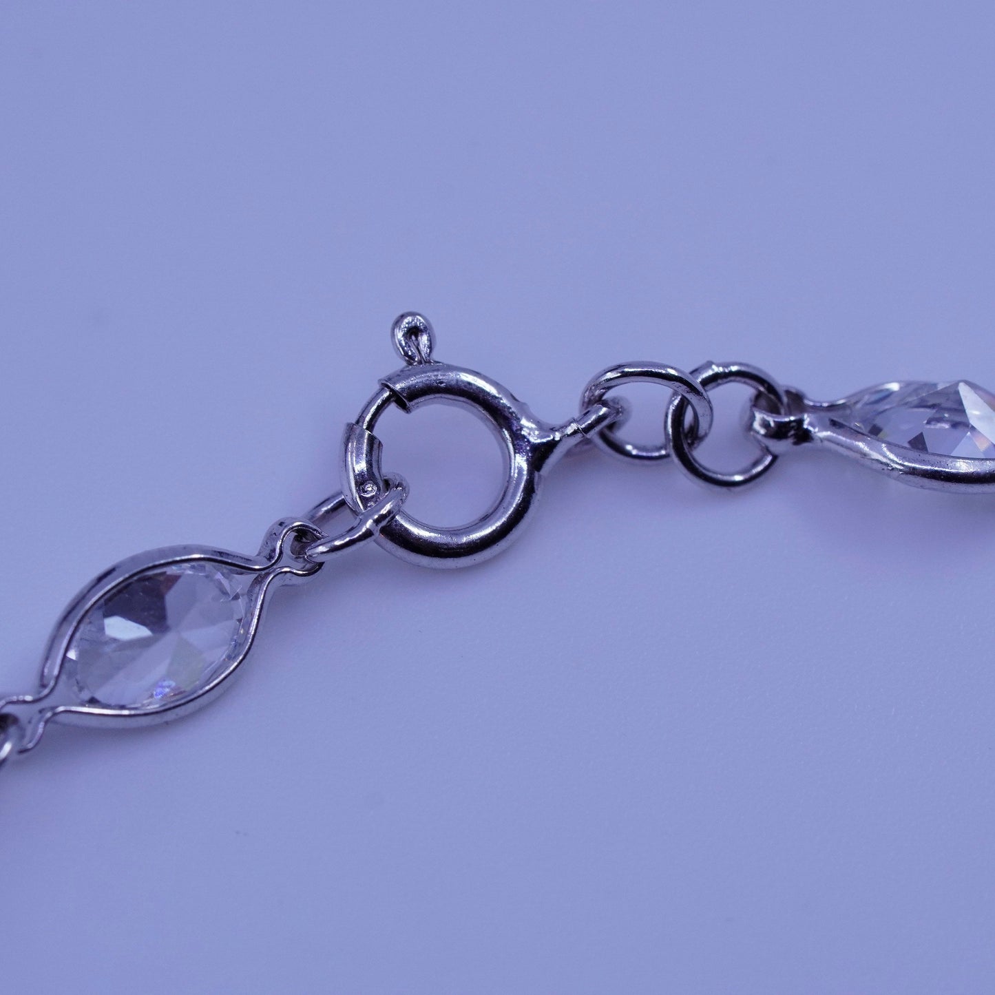 7”, Vintage Italy Sterling 925 silver bracelet chain with Cz inlay