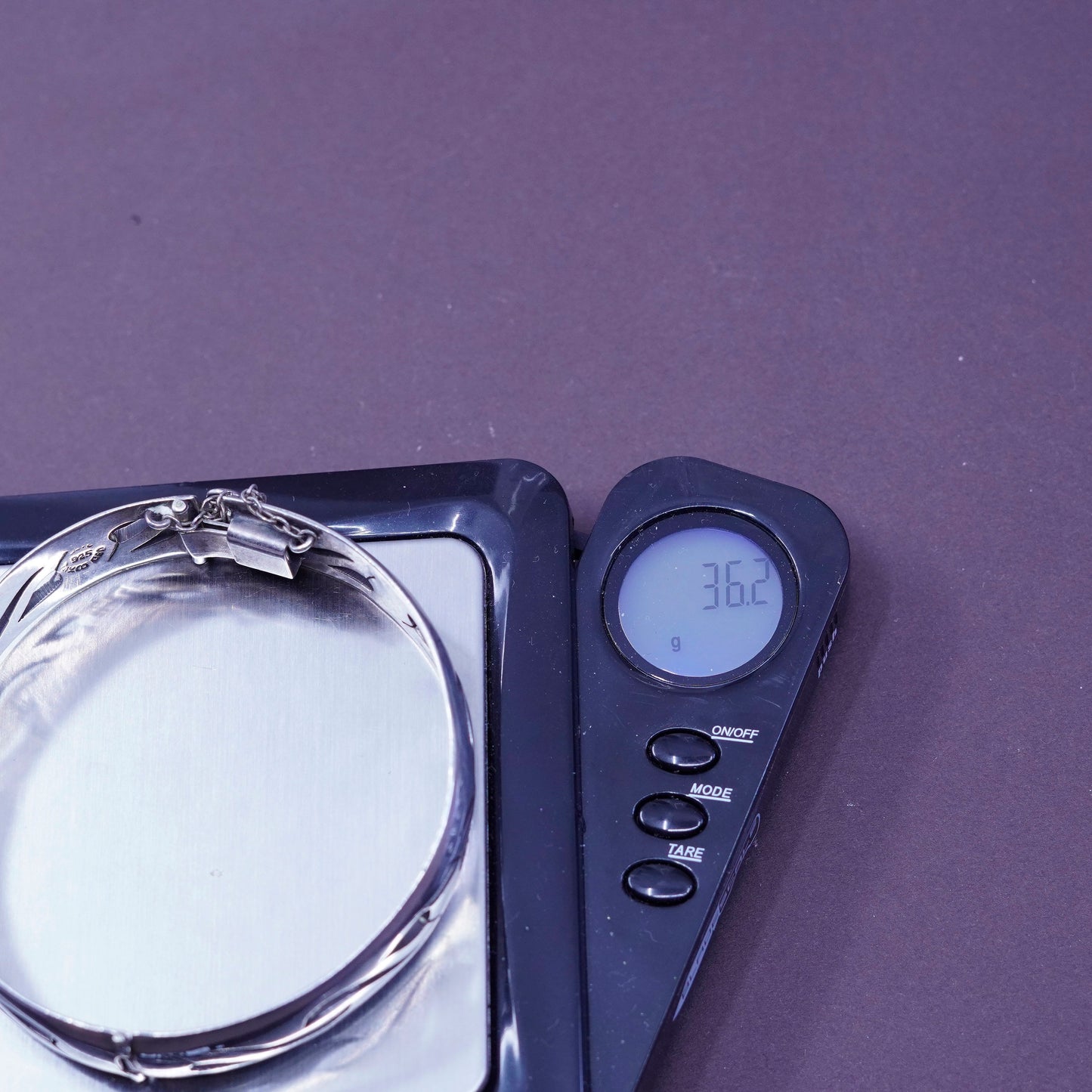 7.5”, vintage mexico hecho en Sterling silver handmade hinged bangle bracelet