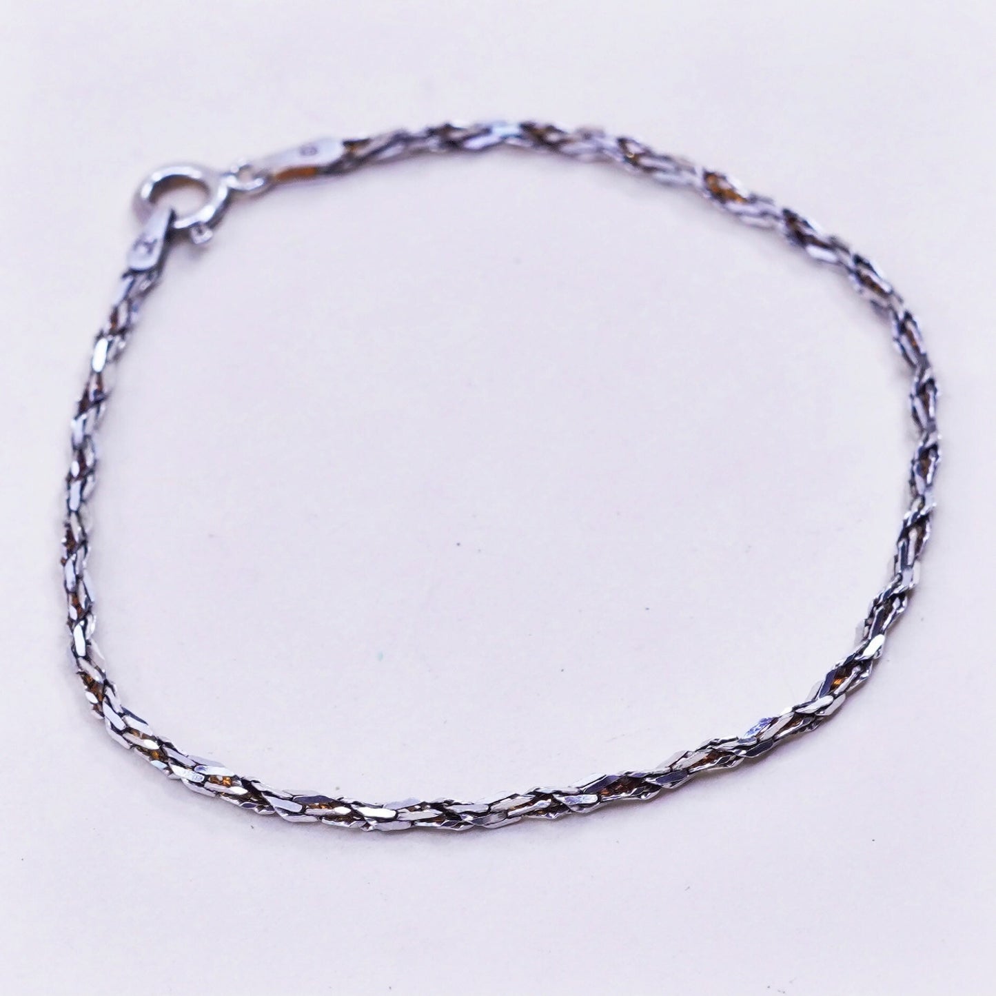 6.5”, 2mm, Vintage sterling silver bracelet, Italy made 925 twisted bracelet