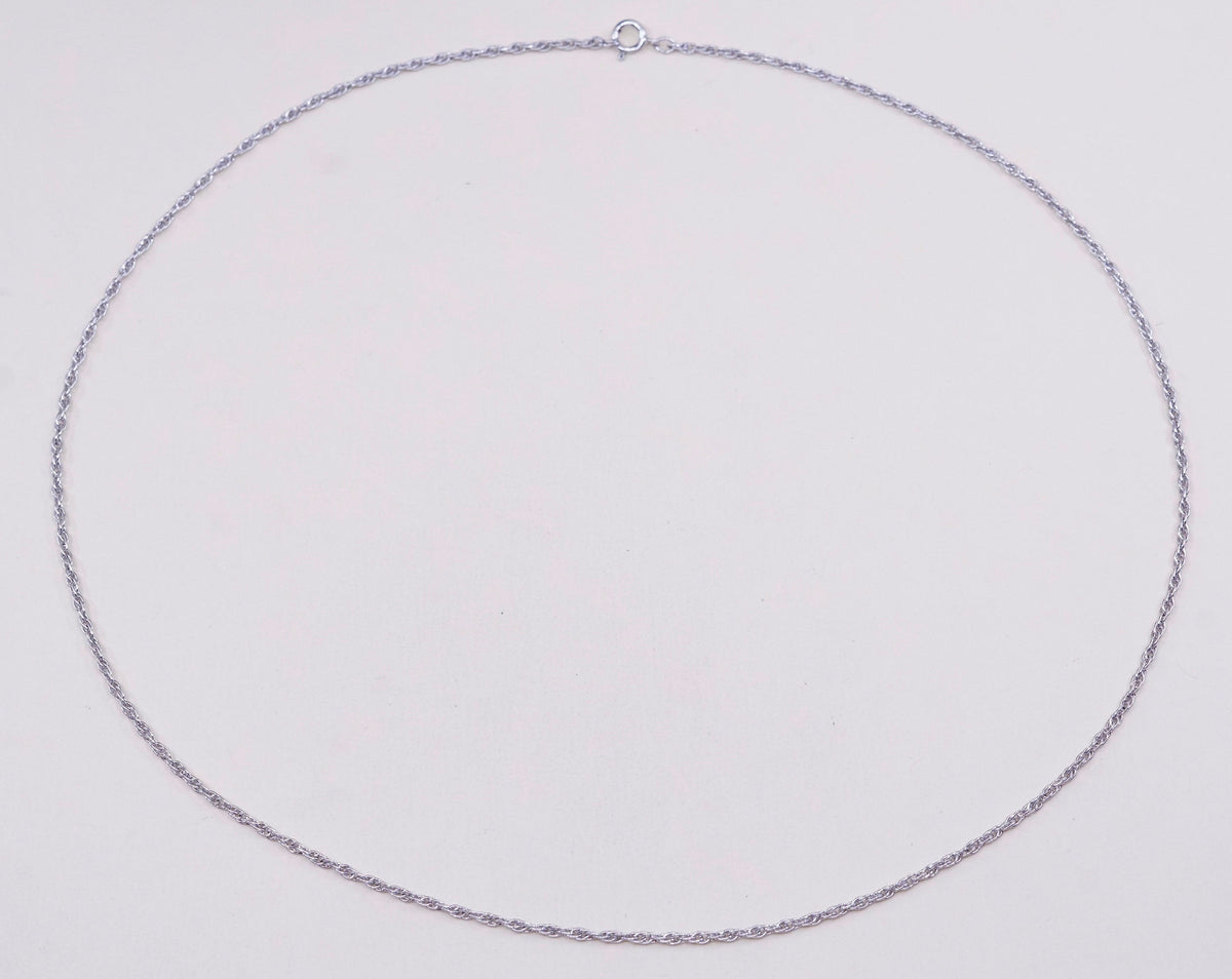 20” 1.6mm, vintage sterling silver necklace, 925 Singapore rope chain