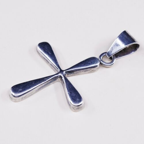 Vintage Mexico MWS Sterling Silver Handmade Pendant, 925 silver cross