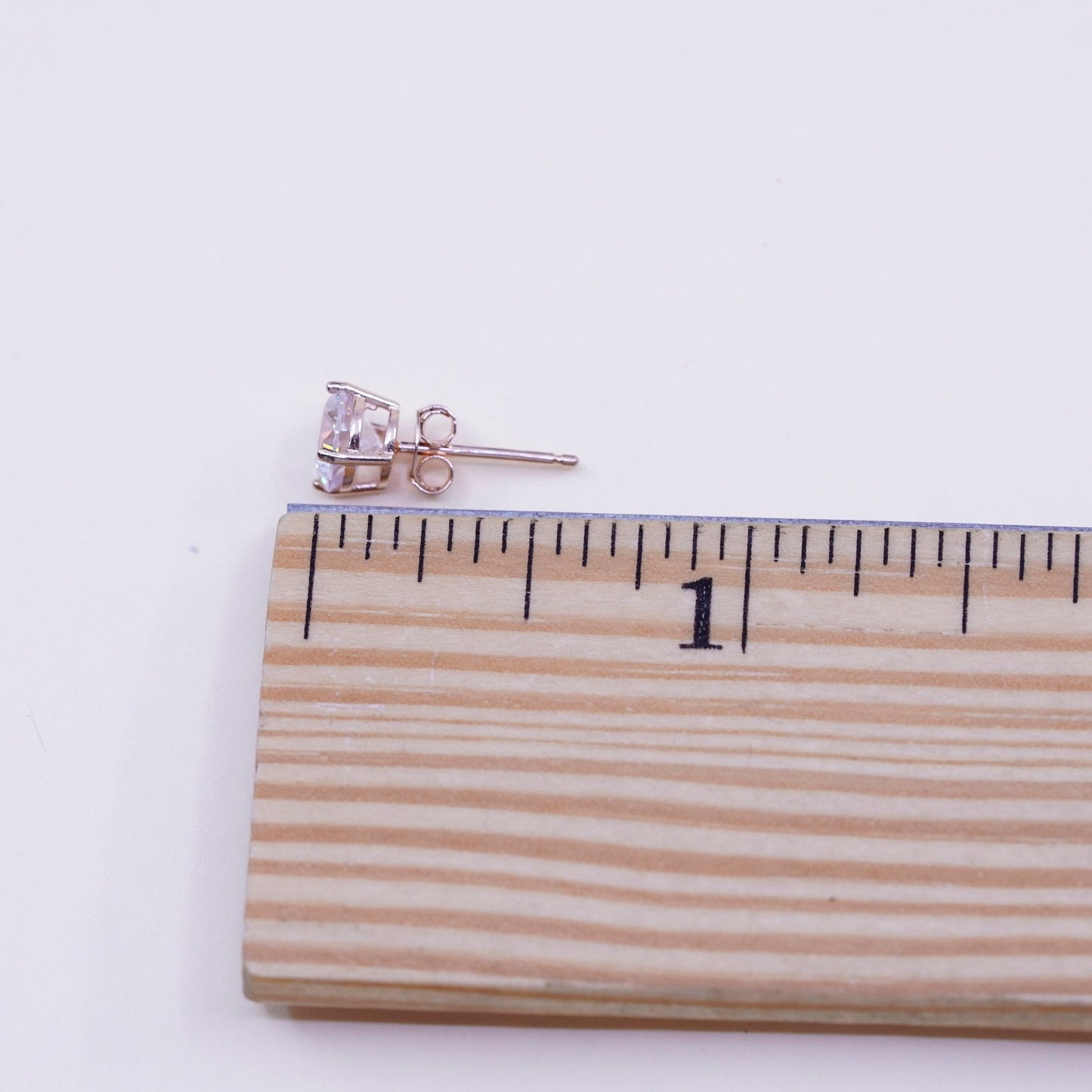 5mm, Vintage rose gold over sterling 925 silver cz studs, minimalist earrings