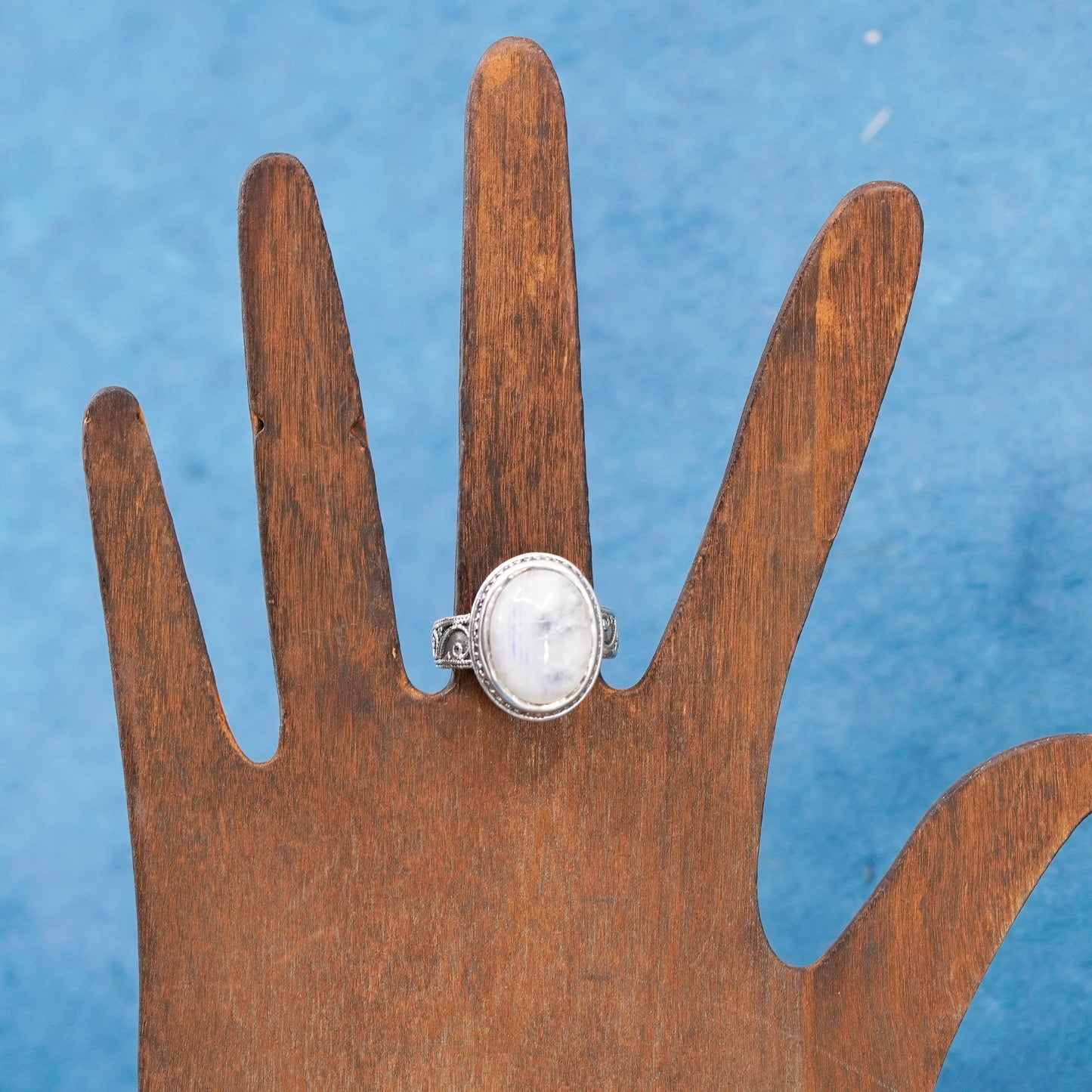 Size 7, vintage Sterling silver handmade ring, 925 band with moonstone