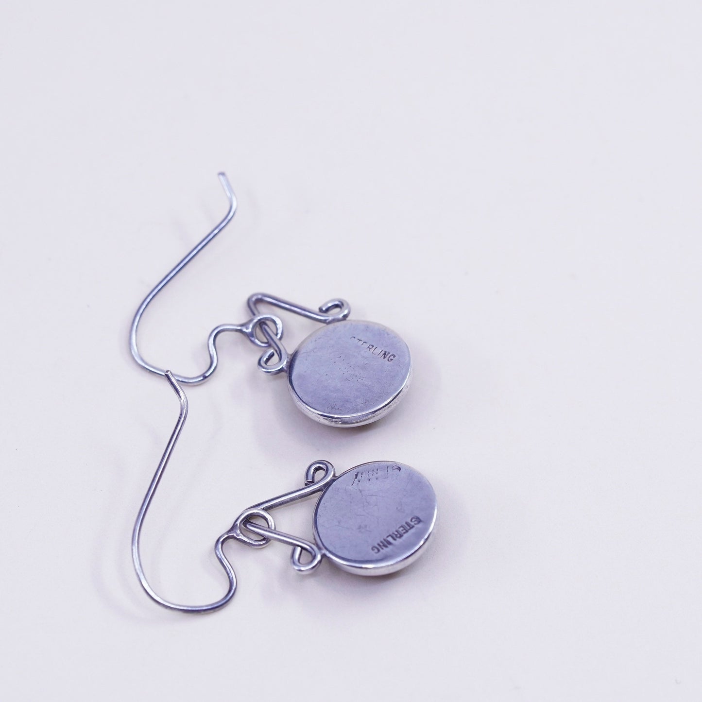 Vintage sterling 925 silver handmade earrings with circle carnelian