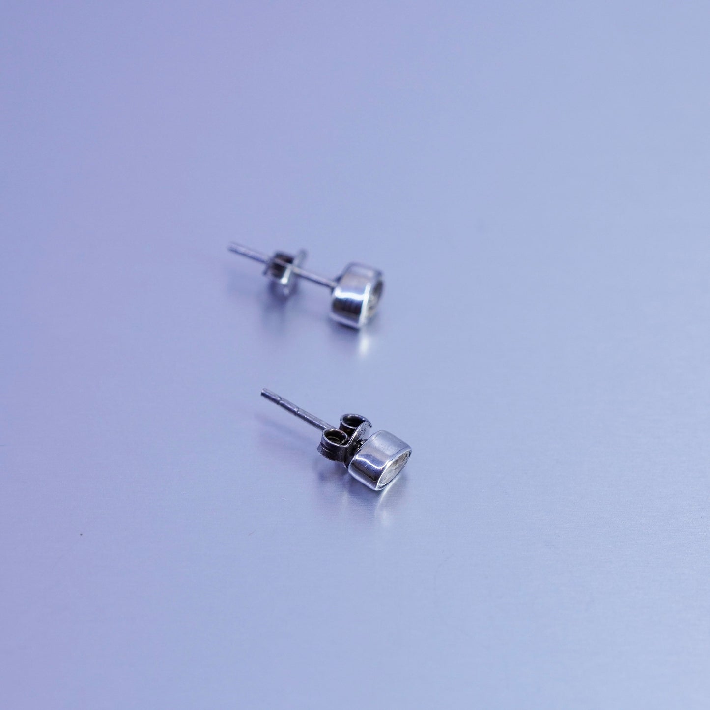 Vintage Sterling 925 silver earrings, studs with oval cz inlay