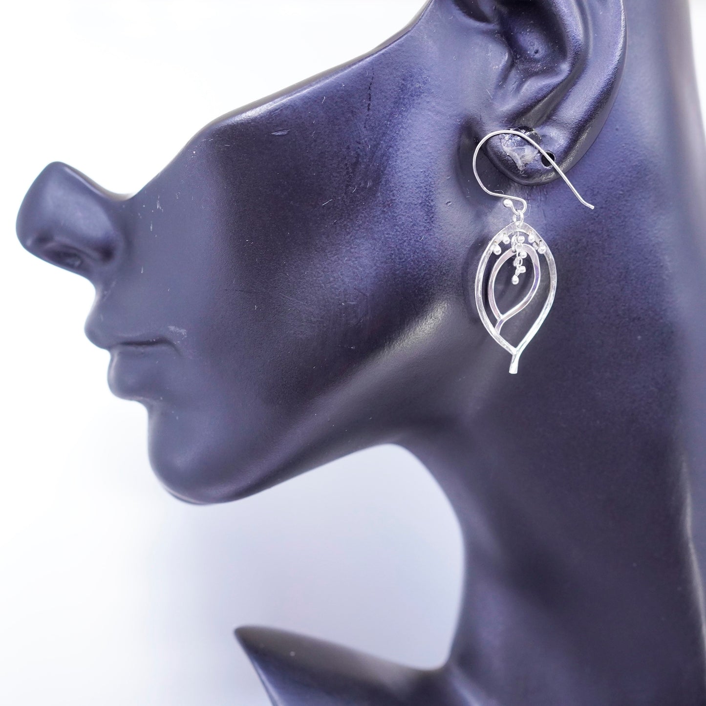 Vintage Sterling 925 silver filigree teardrop earrings with beads