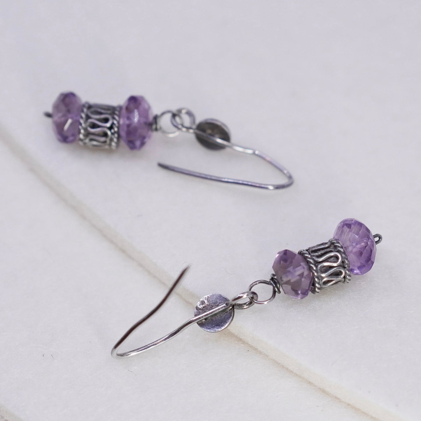 Vintage Sterling 925 silver earrings with amethyst beads