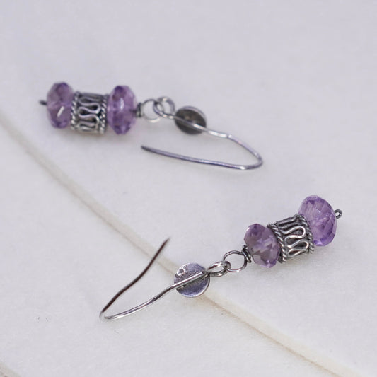 Vintage Sterling 925 silver earrings with amethyst beads