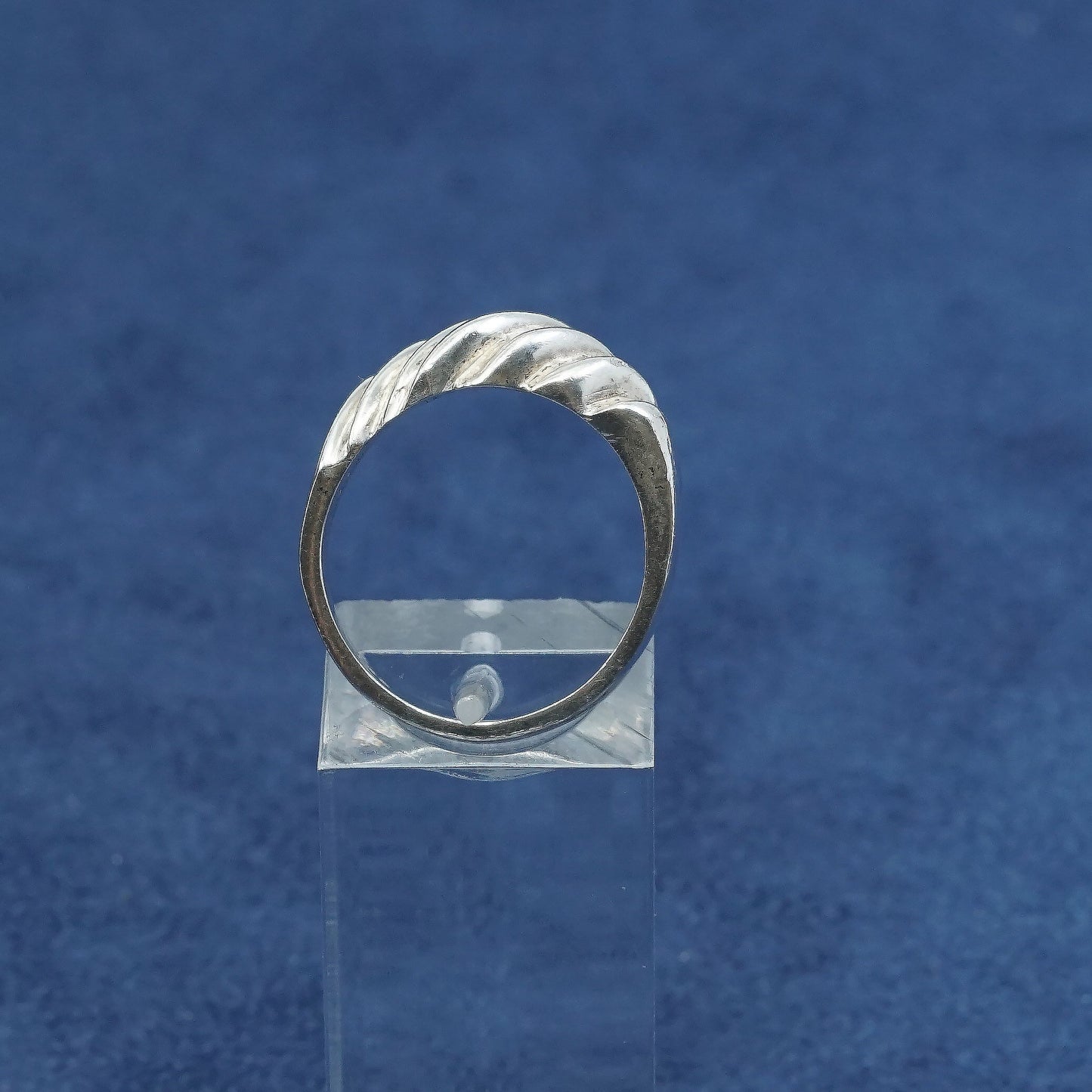 sz 7, vtg minimalist, simple Sterling silver handmade ribbed 925 statement ring
