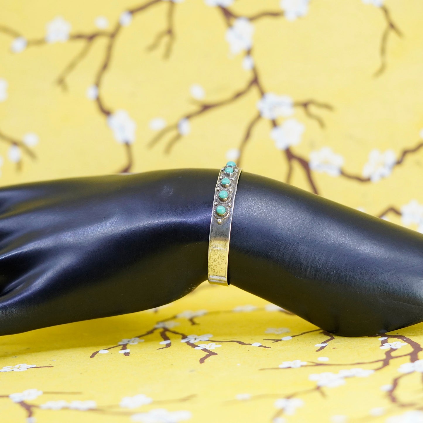 5”, Navajo Sterling silver bracelet, Native American, 925 cuff turquoise