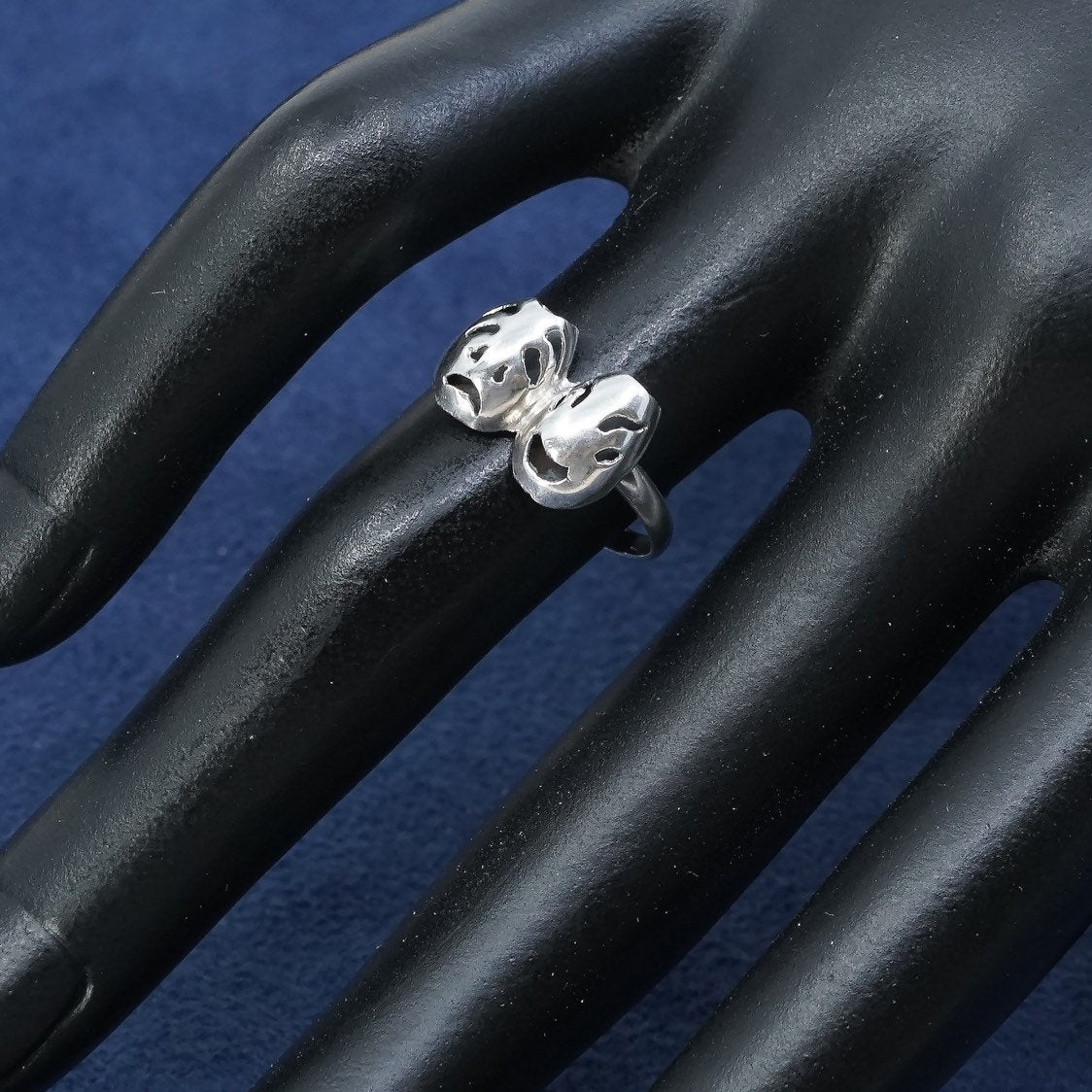 sz 5.5, vtg sterling silver handmade ring, 925 Smile Now Cry Later Ring