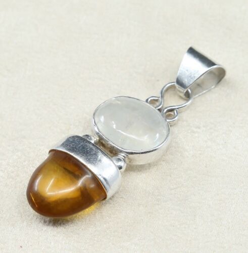 Vintage Sterling Silver Handmade Pendant, Solid 925 Silver With Oval Moonstone