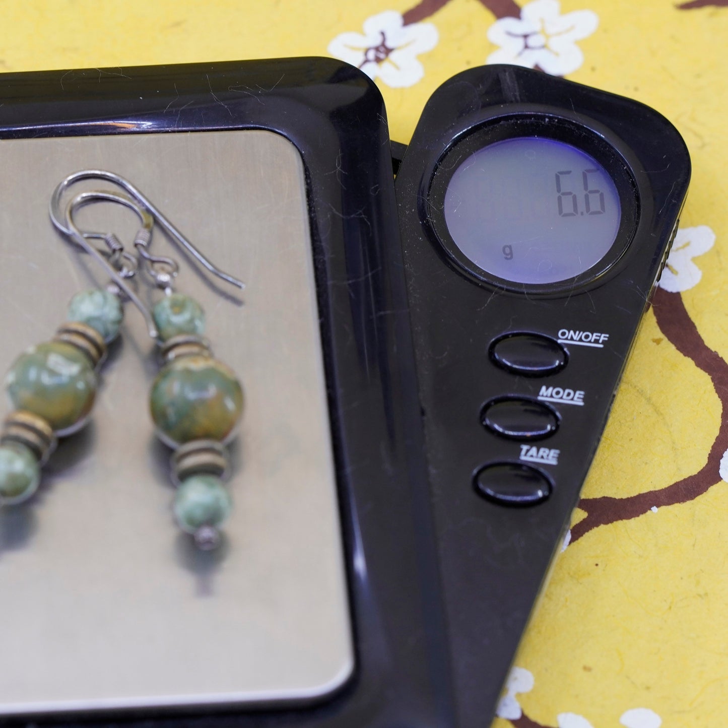 Vintage Sterling 925 silver handmade dangles with green jasper beads