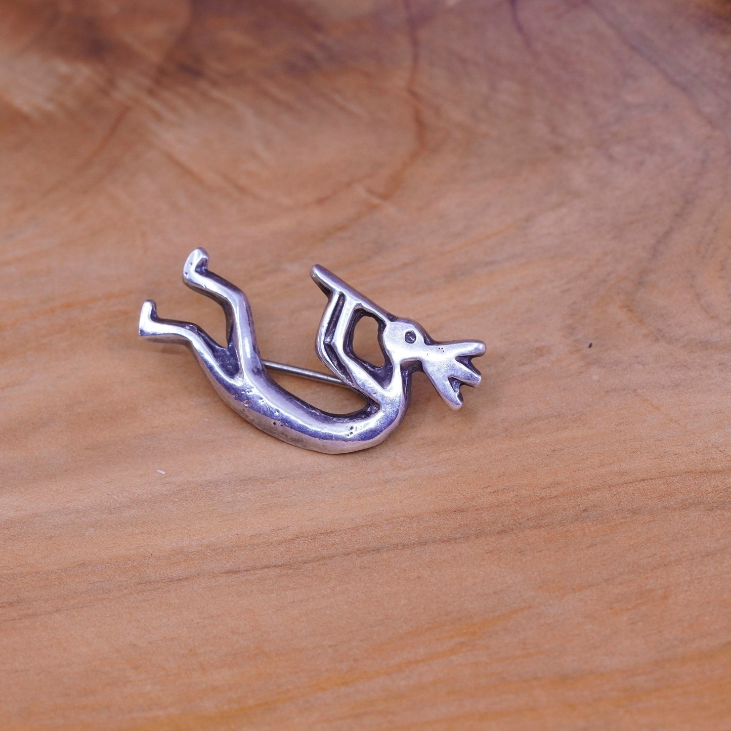 vtg Kokopelli Sterling 925 silver handmade brooch pin, Native American jewelry