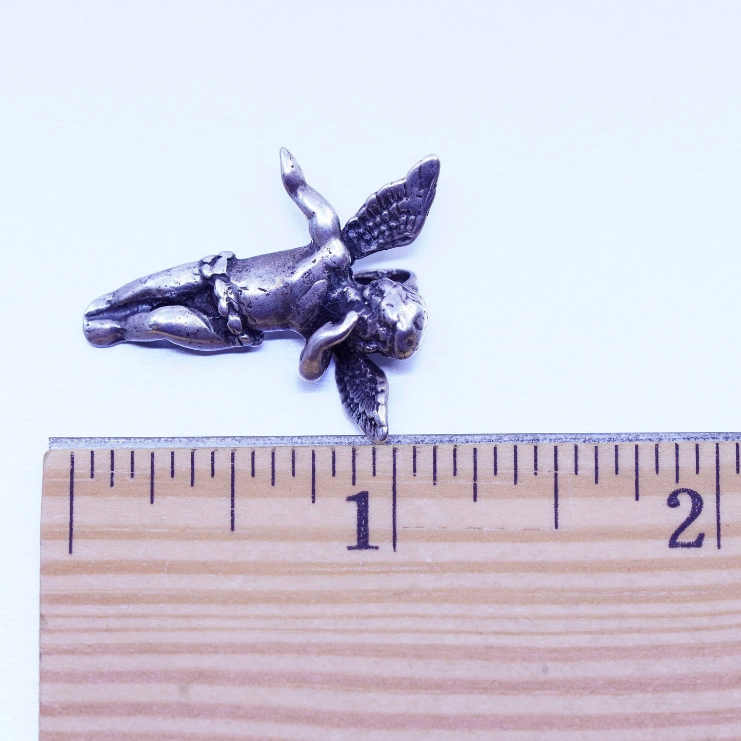 Antique Sterling silver handmade charm, 925 Angel pendant