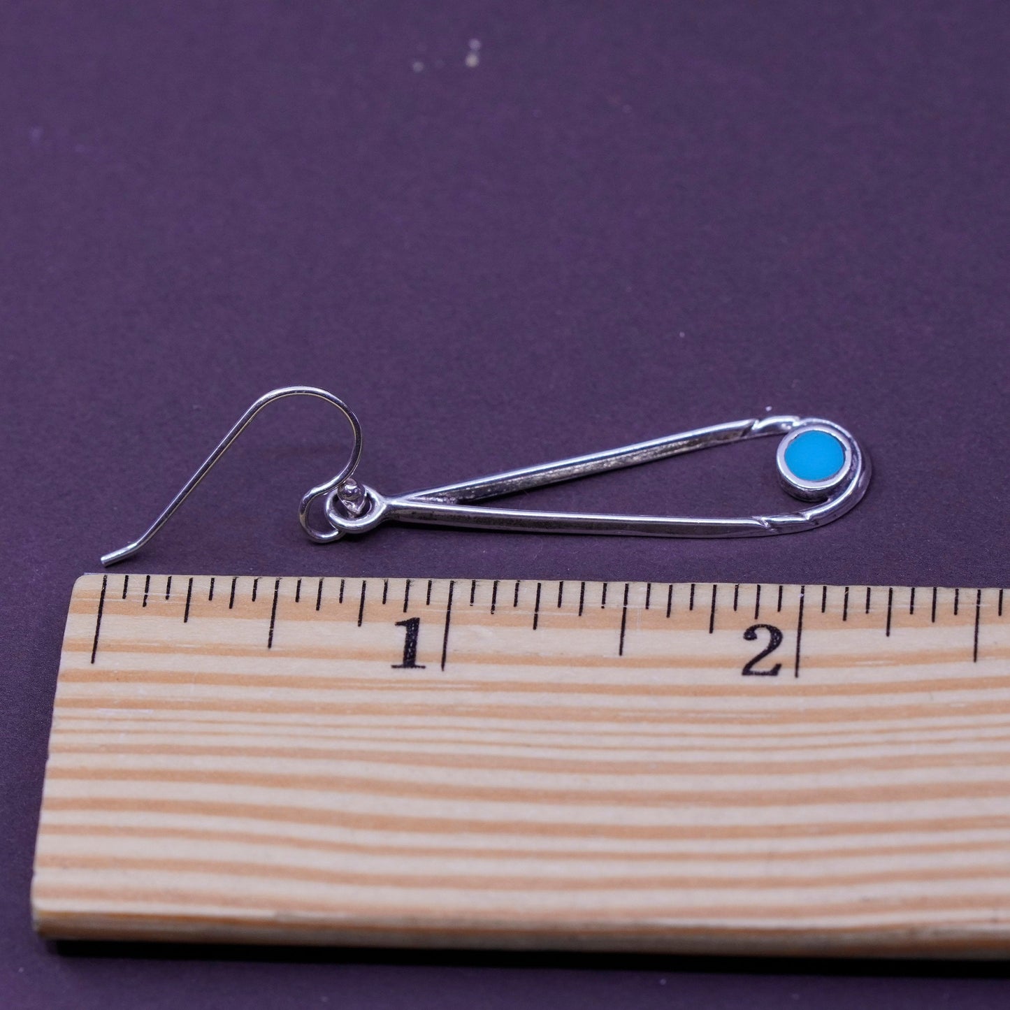 Vintage Sterling 925 silver handmade teardrop earrings with turquoise