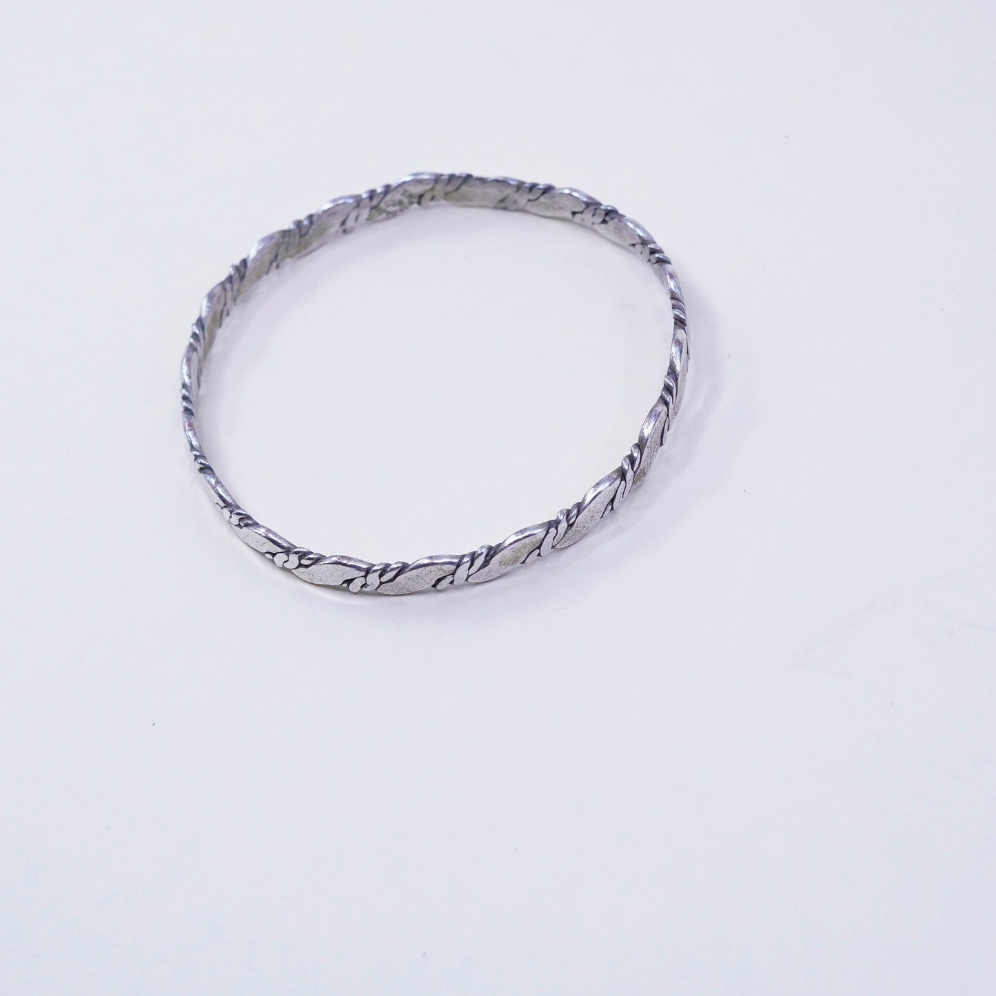 8.25”, Vintage sterling silver handmade bracelet, 925 cable bangle