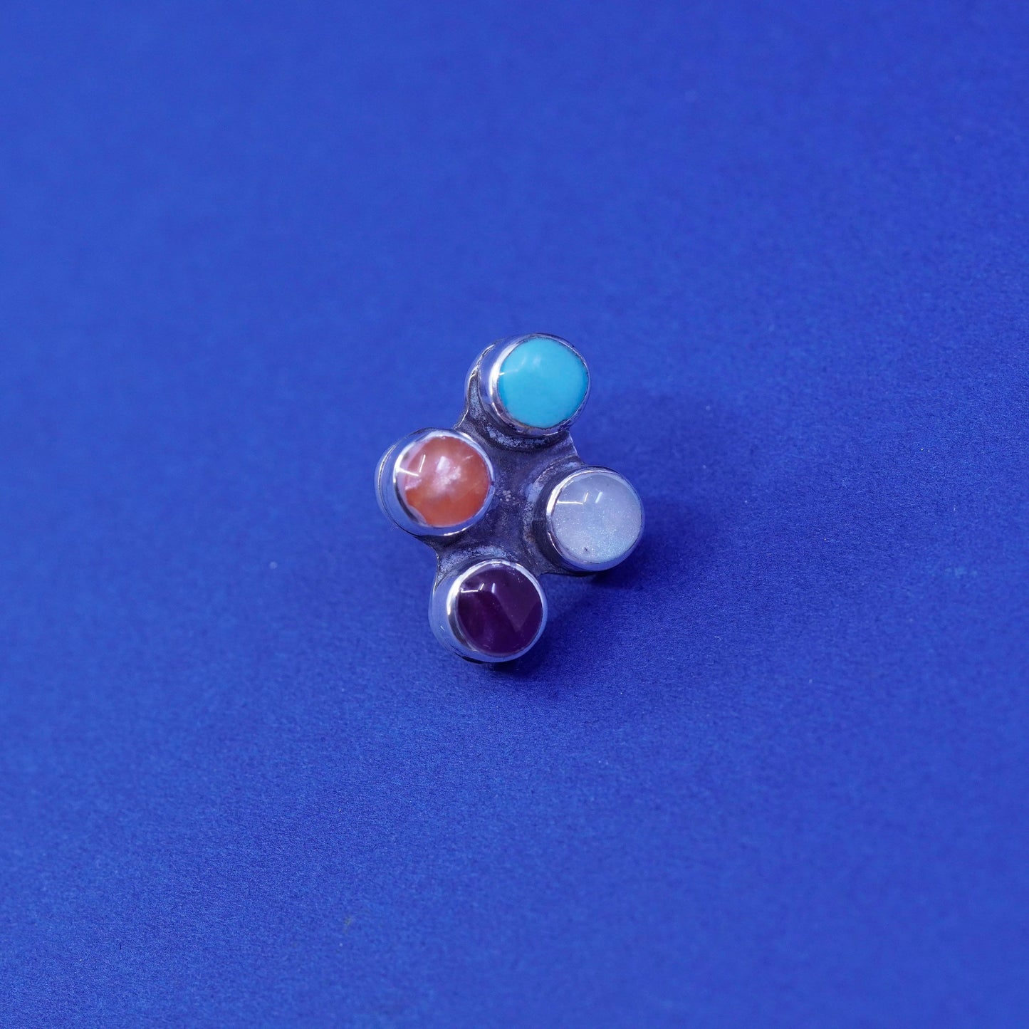 vtg sterling silver earrings, 925 cross studs with turquoise and garnet beads