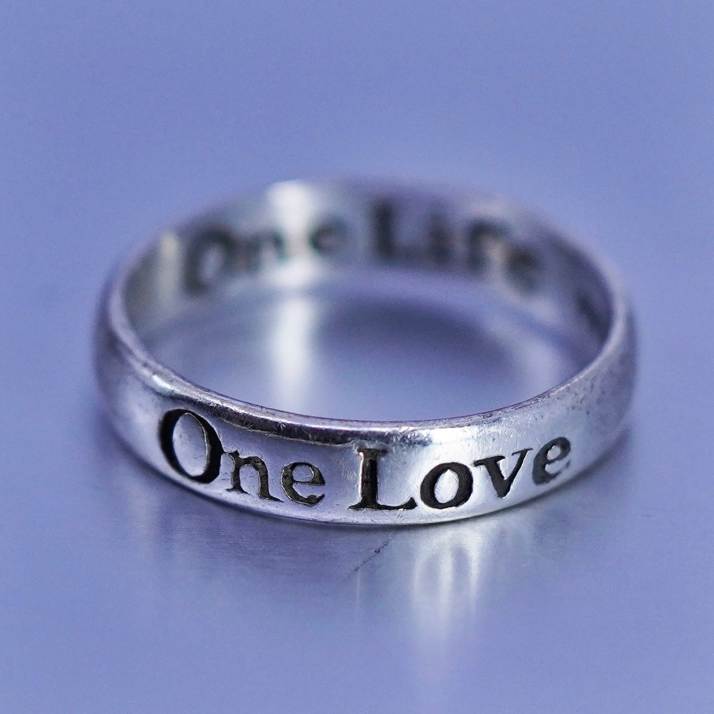 Size 7, southwestern Sterling 925 silver wedding ring, band “one love one life