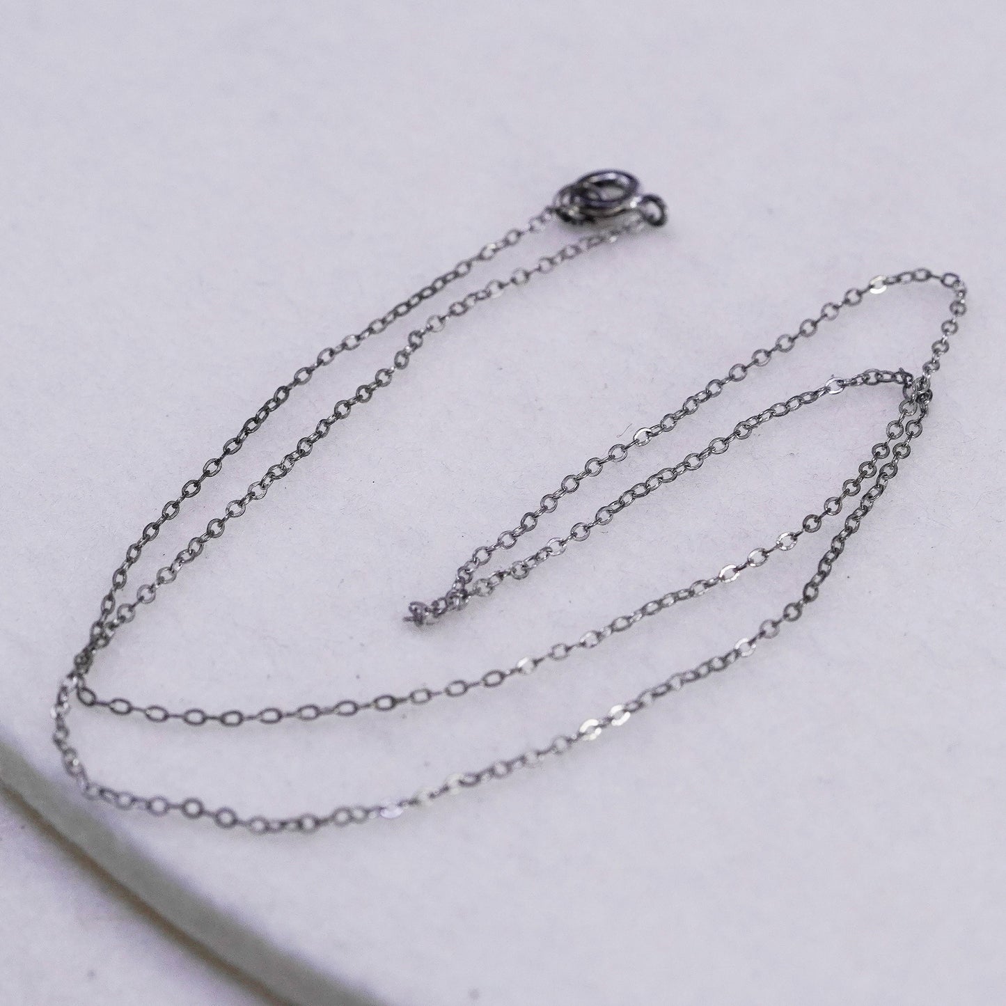 16” 1mm, vintage Italy Sterling 925 silver circle chain necklace