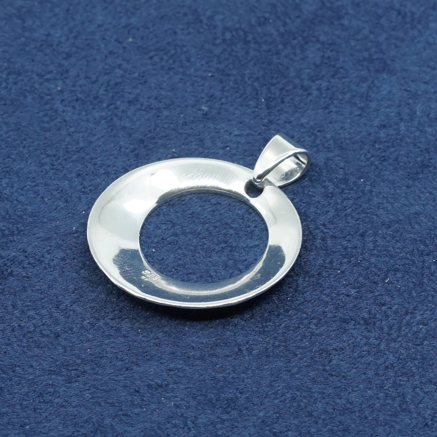 vtg CI Sterling silver handmade pendant, 925 Hammered circle pendant