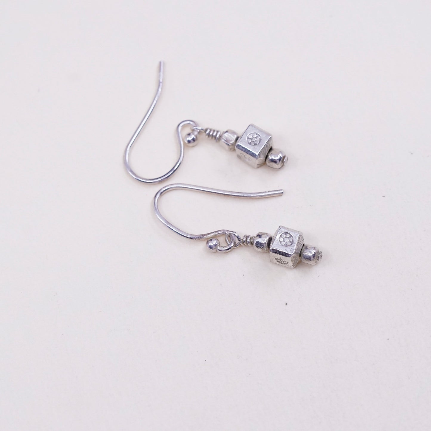 Vintage sterling silver handmade earrings, 925 beads dangles
