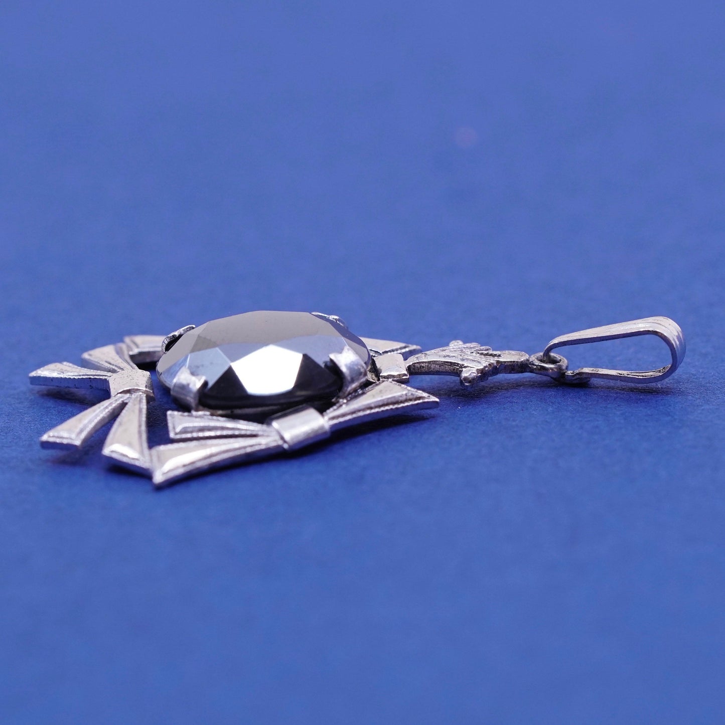Vintage Sterling 925 silver handmade pendant with hematite