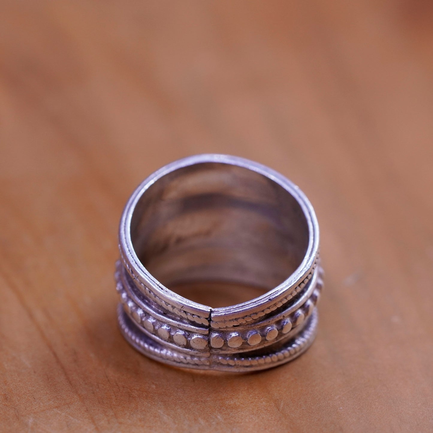 Size 8, vintage Sterling silver handmade ring, 925 band with rope cable around
