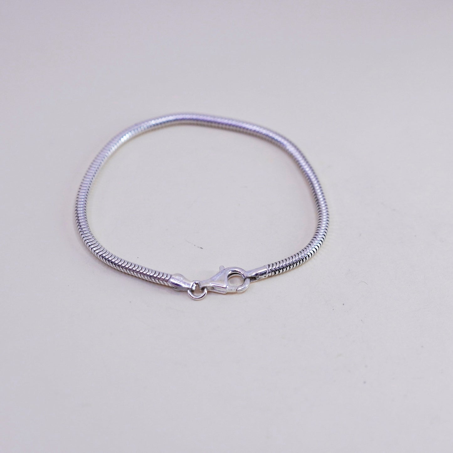 7.25”, 3mm, vintage Italy Sterling 925 silver bracelet, bold snake chain