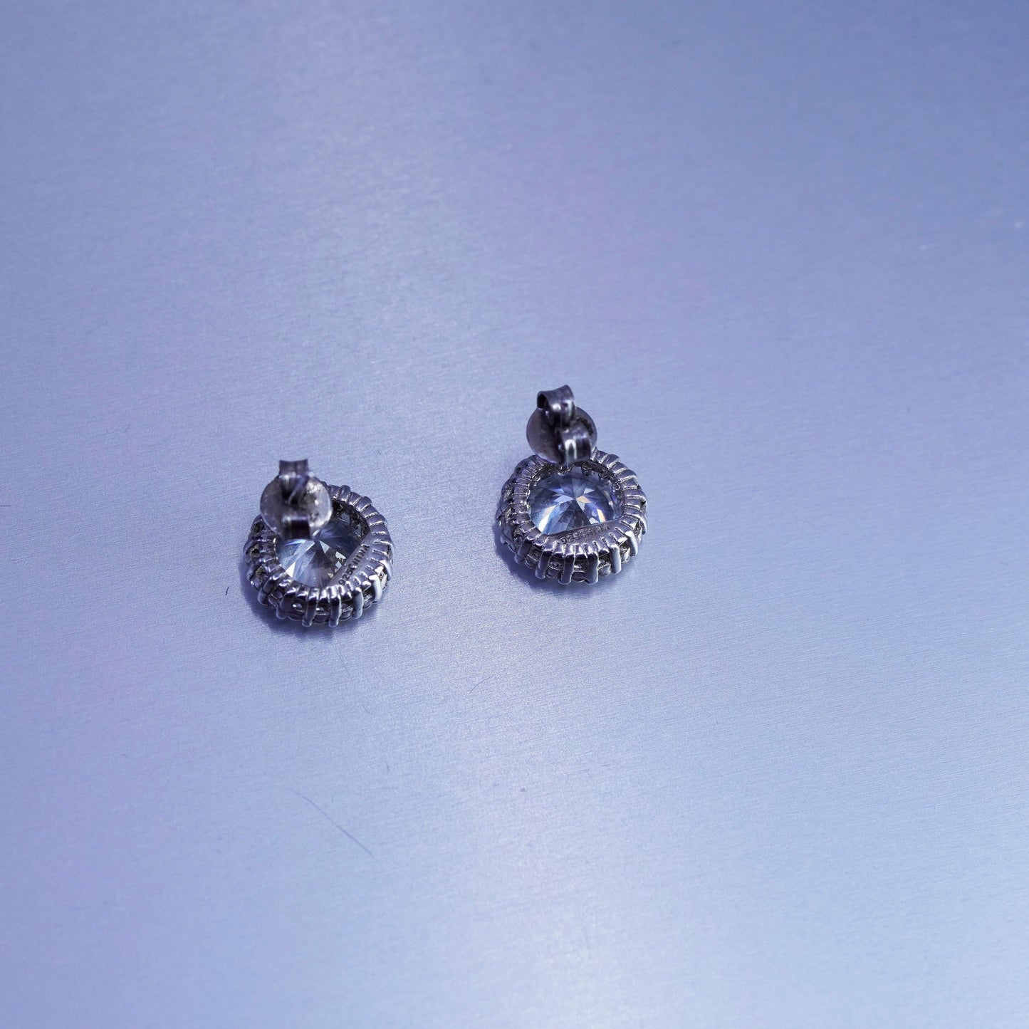 Vintage Sterling 925 silver earrings, studs with cz inlay