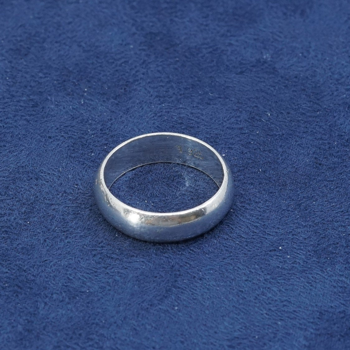 sz 7.75, vtg Sterling silver handmade ring, 925 wedding band, stamped 925