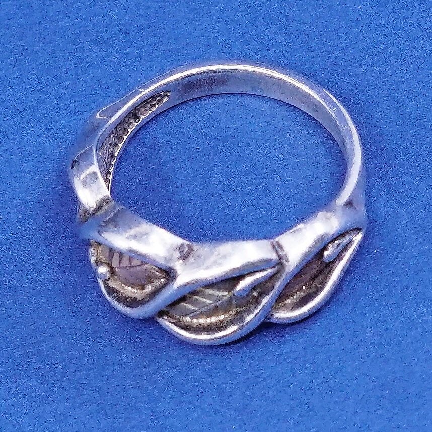 Size 7.25, vtg two tone 12K leaves w/ Sterling 925 silver handmade ring