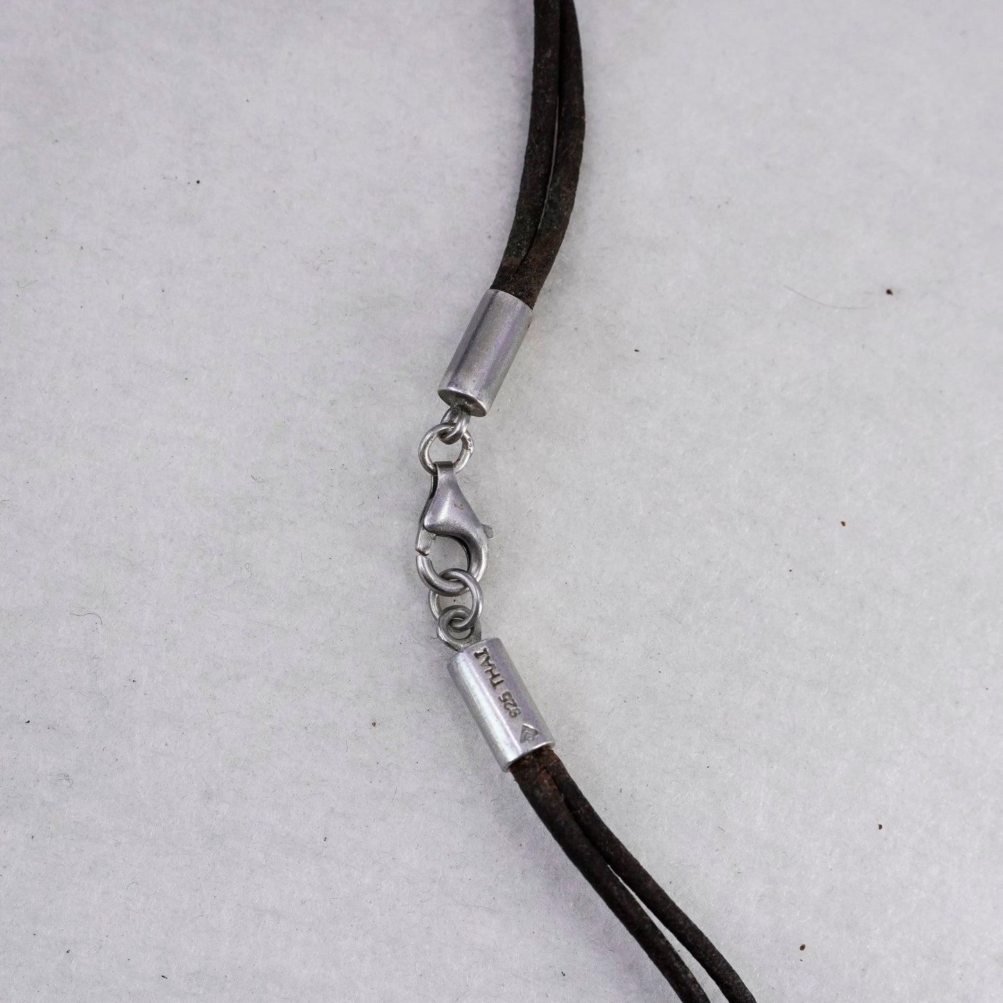 16”, Silpada 925 Sterling Silver double strands brown leather chain Necklace