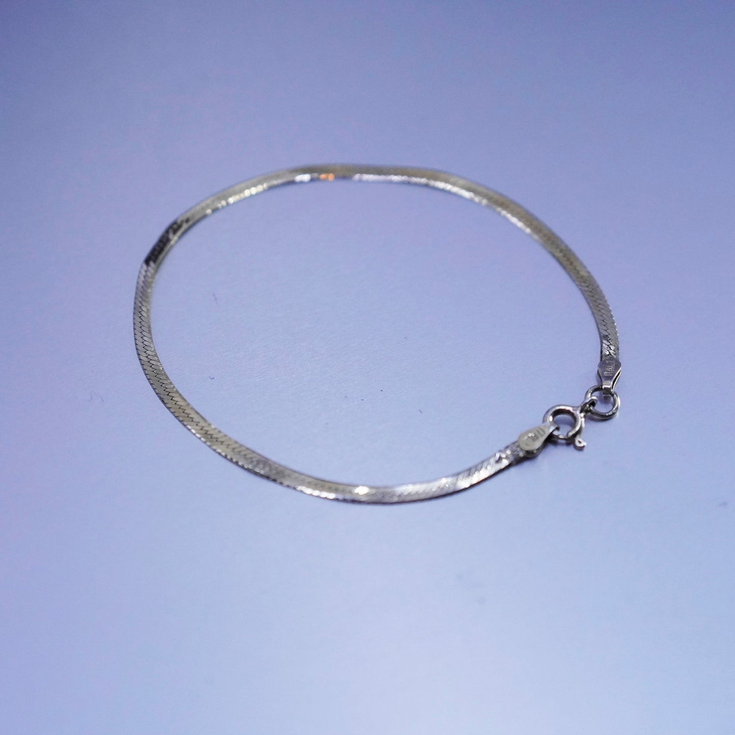 7.25”, Italy vermeil gold Sterling 925 silver bracelet, textured herringbone