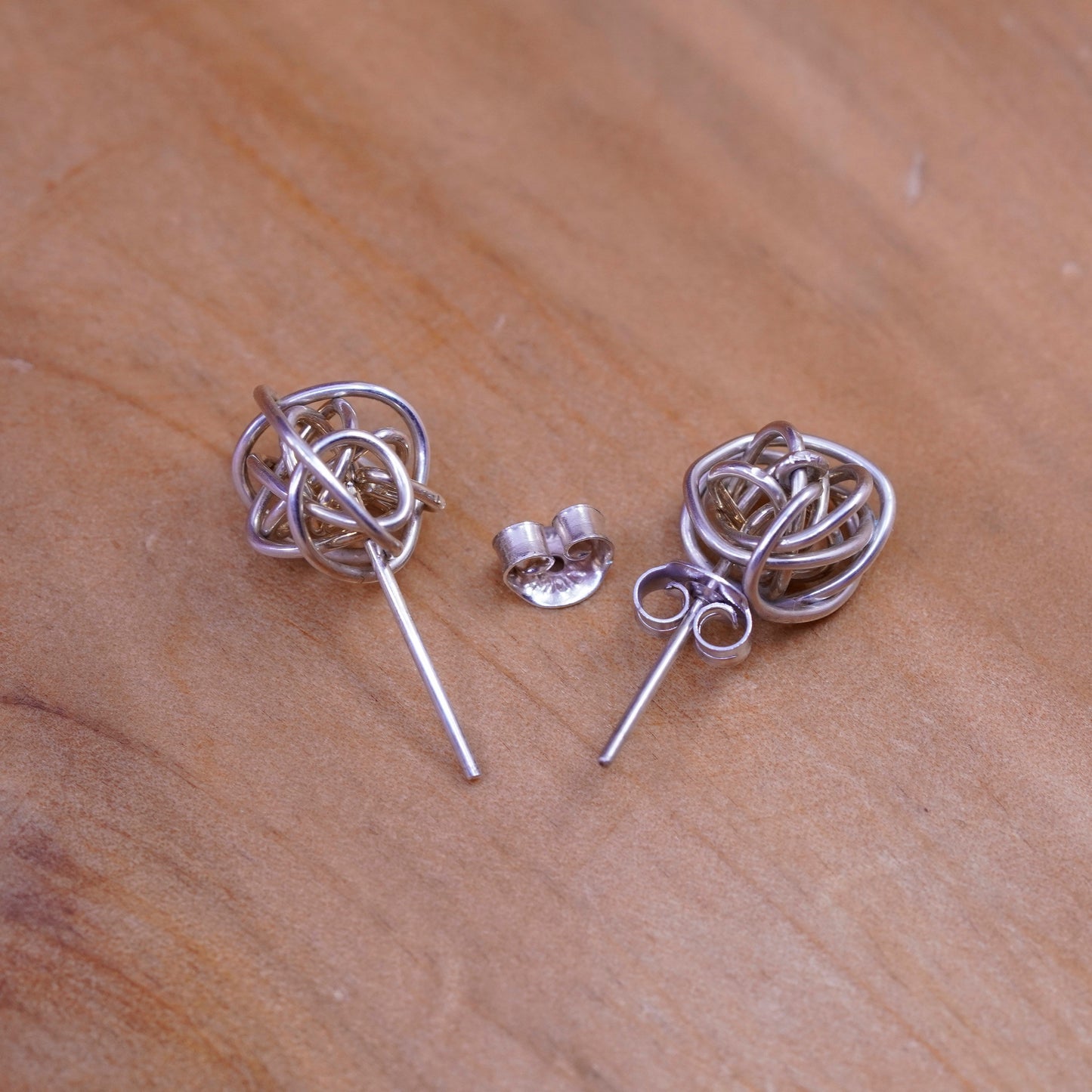 Vintage Sterling silver wired beads studs, 925 silver earrings