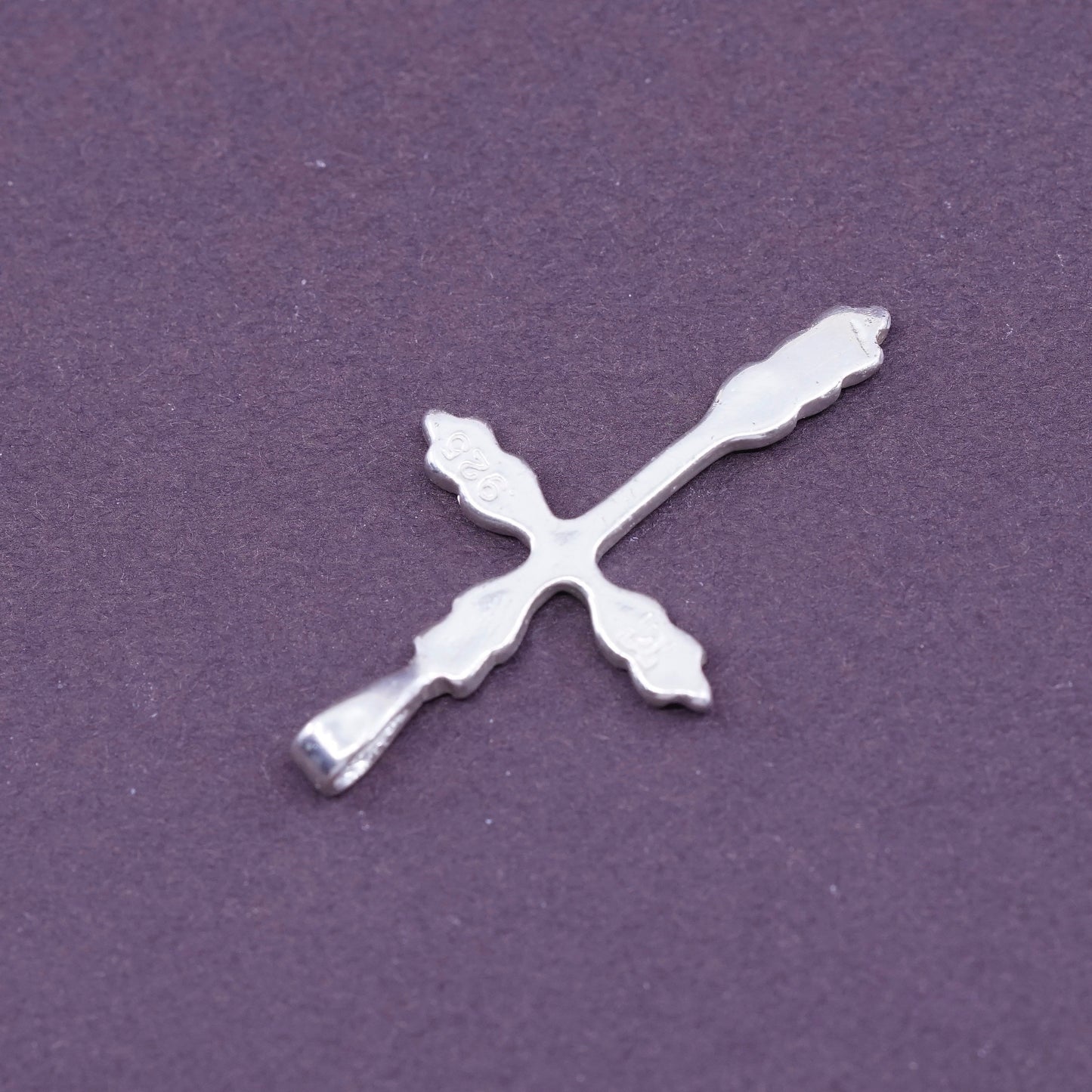 Vintage Sterling silver handmade pendant, 925 textured cross