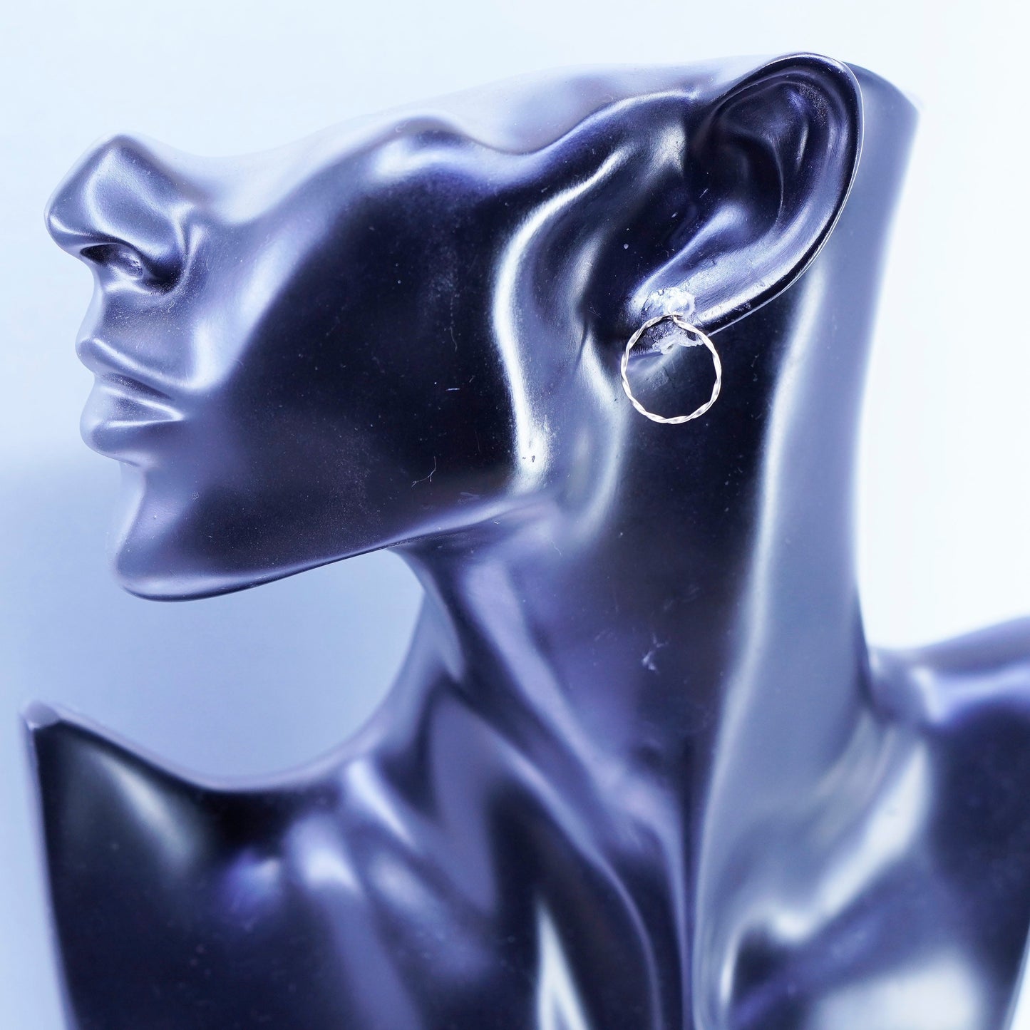 0.5”, vintage Sterling silver handmade earrings, twisted 925 hoops