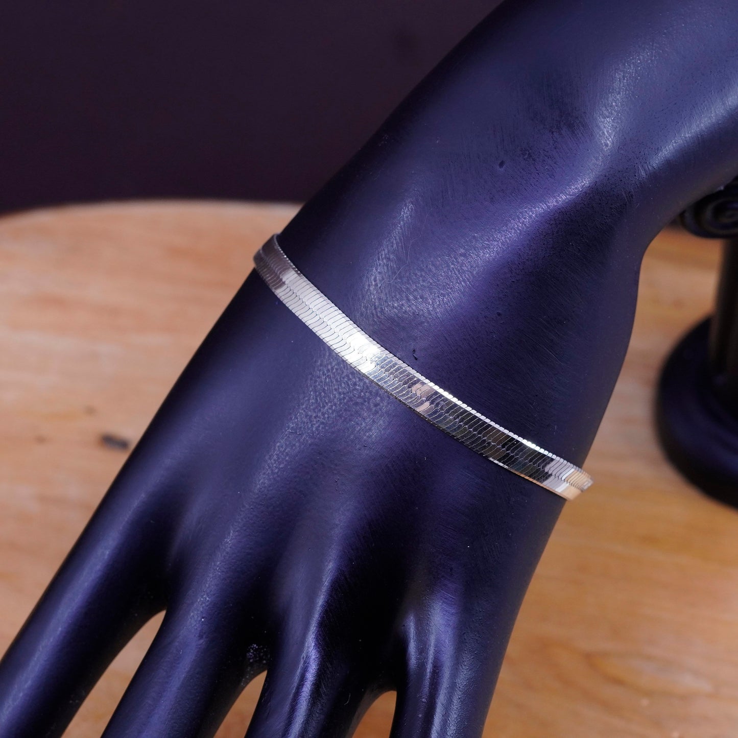 7.25”, vermeil gold Sterling silver handmade bracelet, 925 herringbone chain