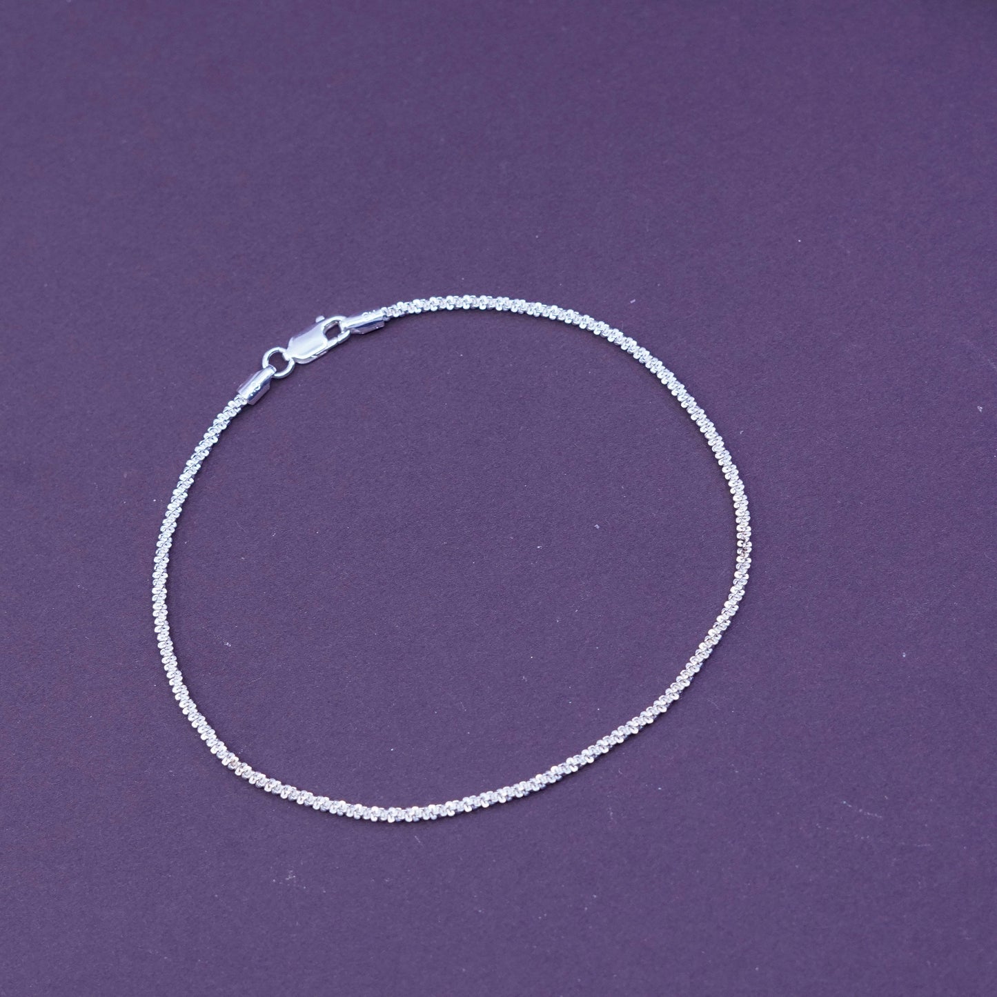 9”, 2mm, vintage Sterling silver bracelet, solid 925 silver twisted fancy chain