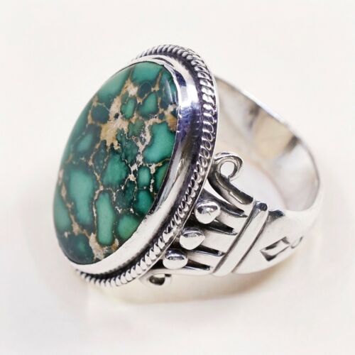 Sz9, Antique Navajo Sterling 925 Silver edison sandy smith Bisbee Turquoise Ring