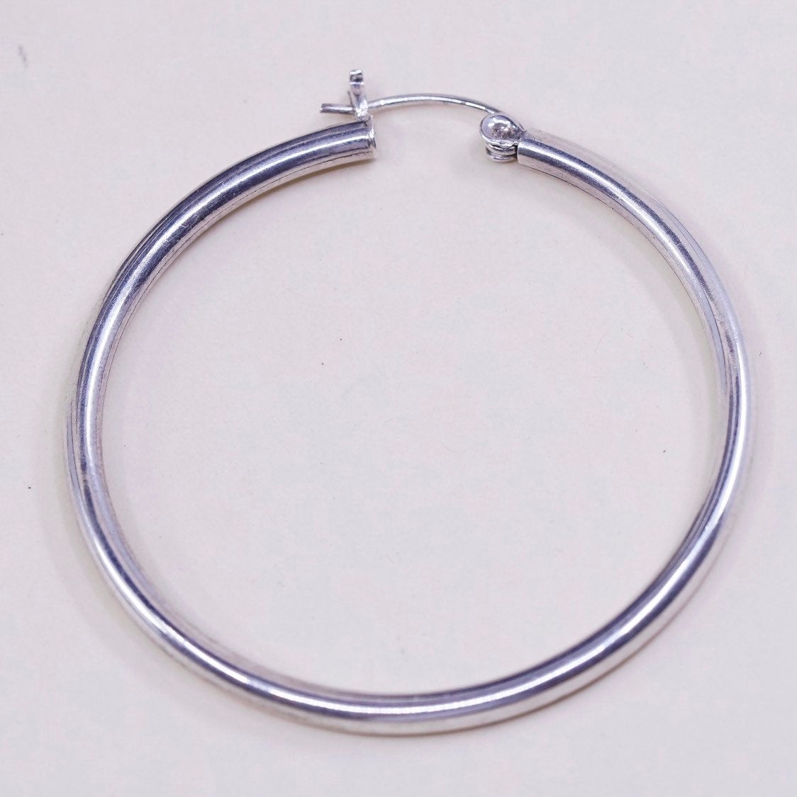 1.75" vtg sterling silver loop earrings, fashion primitive hoops