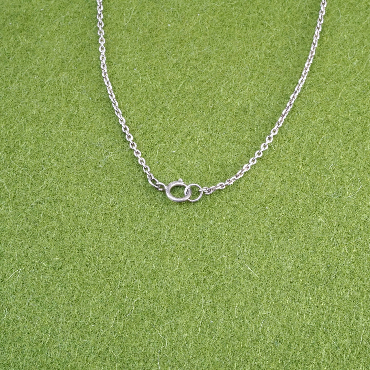 16”, sterling silver handmade necklace, 925 chain w/ pink crystal heart Pendant